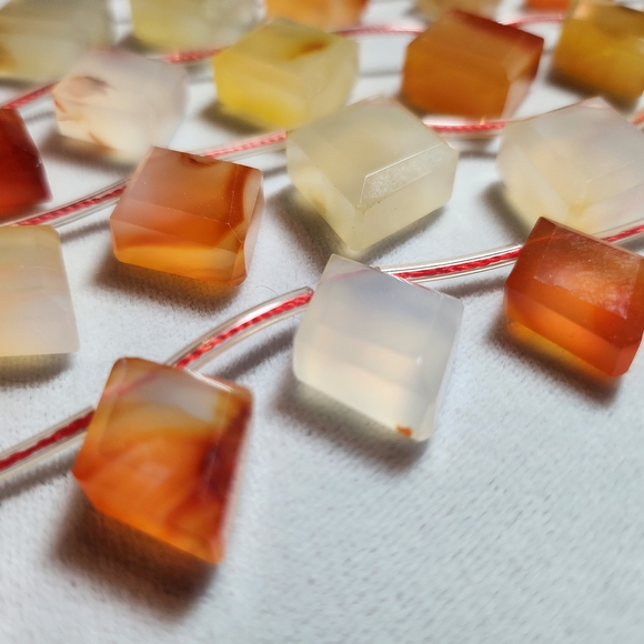 Carnelian Faceted Diamond Beads - Picture 10 of 14